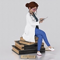 Female Doctor Woman Cartoon Female Doctor Sitting Female Doctor 3d model