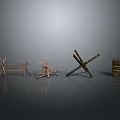 Handmade Wooden Craft Structures Including Twig Frames Cross Supports And Stacked Roll