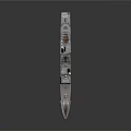 Military Naval Warship With Gray Hull Red Bottom And Radar Antennas
