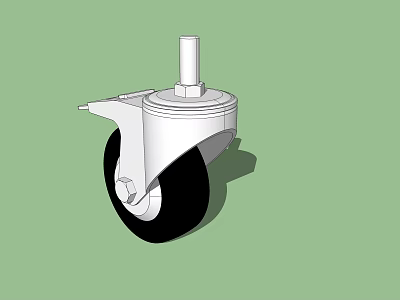 Durable Swivel Caster Wheel With Black Rubber Tire And White Metal Bracket 3d model