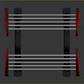 Sturdy Black Weight Plate Rack With Red Plates For Fitness Equipment Storage