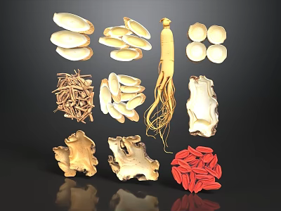 Hospital Pharmacy Display With Various Traditional Chinese Medicinal Herbs And Natural Ingredients 3d model