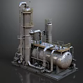 Industrial Processing Equipment With Metal Tower Piping System And Storage Tanks