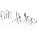 Three Curved Metal Mesh Architectural Components For Modern Scene Design