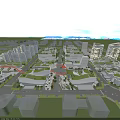 Urban City Aerial Planning with River Green Spaces Roads and Modern Buildings