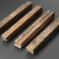 Natural Stone Wood Long Strips with Rustic Texture and Worn Surface Details 3d model