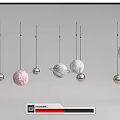 Modern Chandelier Design With Hanging Decorative Spheres In Silver Pink And White