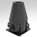 Black Conical Industrial Equipment With Square Base And Mounting Structure 3d model
