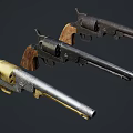 Vintage Revolver Weapons Collection With Wooden Grips And Metal Frames