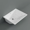 White Square Shaped Ceramic Washbasin With Drain Hole And Grill Design