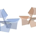 Modern Geometric Leisure Chairs In Blue And Copper Acrylic With Unique Shapes