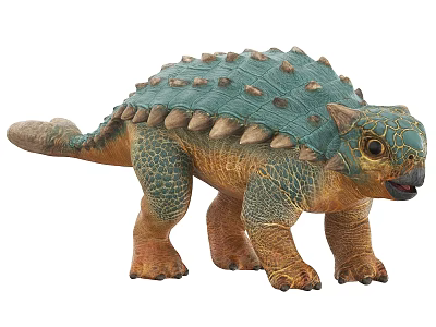 Realistic Ankylosaurus Dinosaur Toy Model With Green Carapace And Spikes 3d model