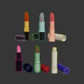 Various Colored Lipsticks With Different Casing Designs Arranged On Shiny Surface
