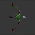 Detailed 3D Bow Model Featuring Green Circular Center And Red Decorative Elements