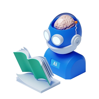 Modern robot cartoon robot reading scene 3d model