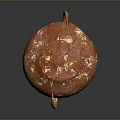 Red Carved Vase Sculpture With Gold Speckles And Textured Surface Design