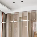 Modern Linear Pendant Light With Black Metal Accents In Beige Textured Wall Living Room
