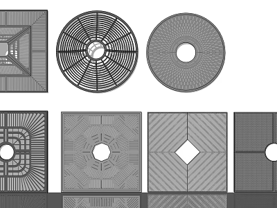 Tree Grates Various Shapes and Decorative Patterns for Urban Landscape Design 3d model