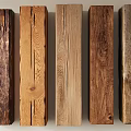 Different Textured Stone Wood Beams With Rich Natural Grain For Rustic House Interior Decoration