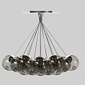 Modern Suspended Chandelier With Metallic Frame And Multiple Glass Globes 3d model