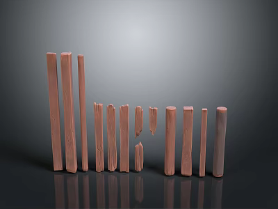 Tall Plant Stems With Various Heights And Natural Wooden Texture For Home Decor 3d model