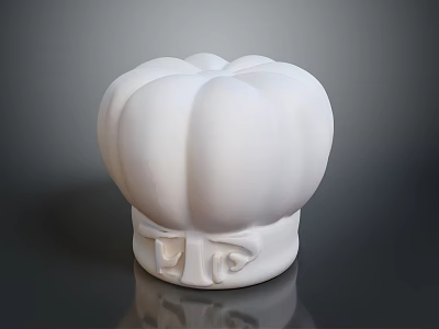 Stylish White Chef Hat With Rounded Top And Decorative Base Apparel 3d model