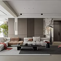Modern Living Room Interior Design With Sofa TV Stand Coffee Table And Decor