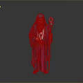 Mystical Man In Blue Robe With White Beard Holding Crystal Staff