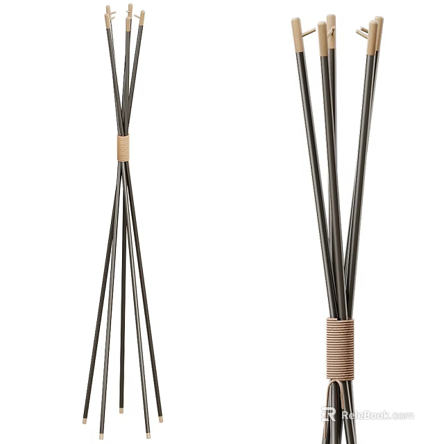 Modern Minimalist Floor Lamp With Metal Rods And Woven Band Design 3d model 