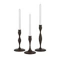 Elegant Wooden Candle Holders With Various Shapes And White Candles