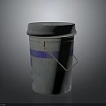 Durable Hardware Tools Storage Bucket With Gray Body Blue Stripe And Metal Handle