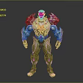 Fantasy Warrior Character With Intricate Silver Red Armor And Muscular Build