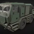 Large Green Military Truck With Multiple Wheels Ladder And Equipment
