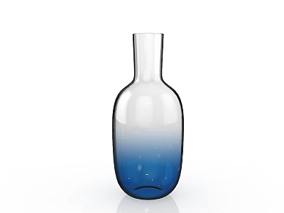 Glass Vase With Blue Gradient Color Transparent Top Tall Neck And Wide Body Design 3d model