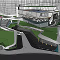 Modern Sales Office Building With Green Roof And Landscaped Urban Surroundings