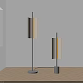 Two Modern Floor Lamps With Black Poles And Rectangular Warm Light Shades In Minimalist Room