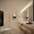 Hotel Guest Room Modern Wooden Interior With TV Bed Window Curtains Sofa Chair And Rug