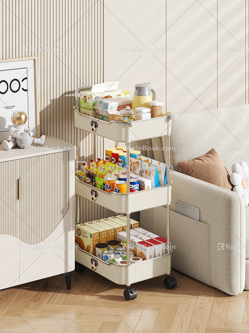 Cream Style Folding Storage Rack Snack Storage Rack Storage Rack Snack Potato Chips Book Toy Doll 3d model