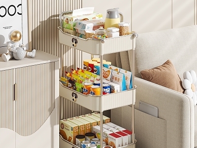 Cream Style Folding Storage Rack Snack Storage Rack Storage Rack Snack Potato Chips Book Toy Doll 3d model