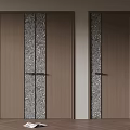 Modern Double Doors Interior Design With Wooden Panels And Gray Patterned Stripes 3d model