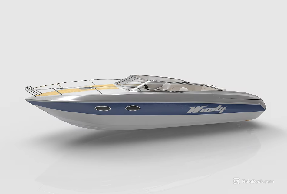 Modern Blue And White Yacht With Streamlined Design 3d model 