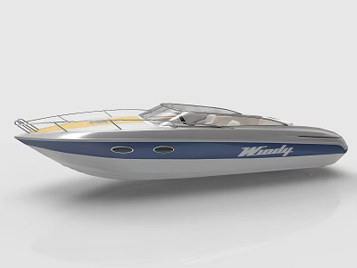 Modern Blue And White Yacht With Streamlined Design 3d model