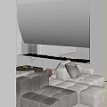 Cozy Modern Sectional Sofa With Fireplace And Decorative Pillows In Living Room