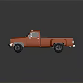 Orange Classic Pickup Truck With Open Bed And Shiny Finish Wheels