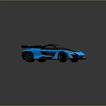 Blue Sports Car With Black Stripes And Rear Wing Sleek Design