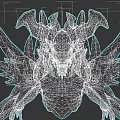 Detailed Mythical Reptile Creature With Flaming Lava Horns And Spiked Exoskeleton