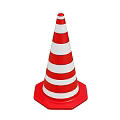 Road Traffic Safety Cone With Red And White Stripes Design 3d model