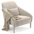 Brown Velvet Lounge Chair with Cushion Throw Blanket and Elegant Modern Design