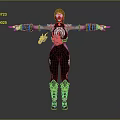 Game Movie Female Warrior Character In Detailed Armored Outfit With Extended Arms