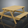 Wooden Outdoor Table with Attached Benches Picnic Style for Garden Dining Use